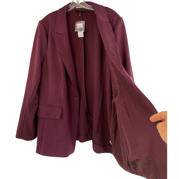 Lane Bryant Womens Blazer Burgundy Heavyweight Knit Size 24W RDD10670 - Picture 5 of 10